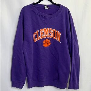 Clemson Women's Purple Sweater Oversized Comfy Graphic Sweatshirt Crew Neck